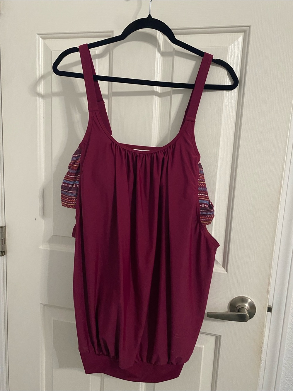 BloomChic Raspberry Tank Top with Patterned Side Panels